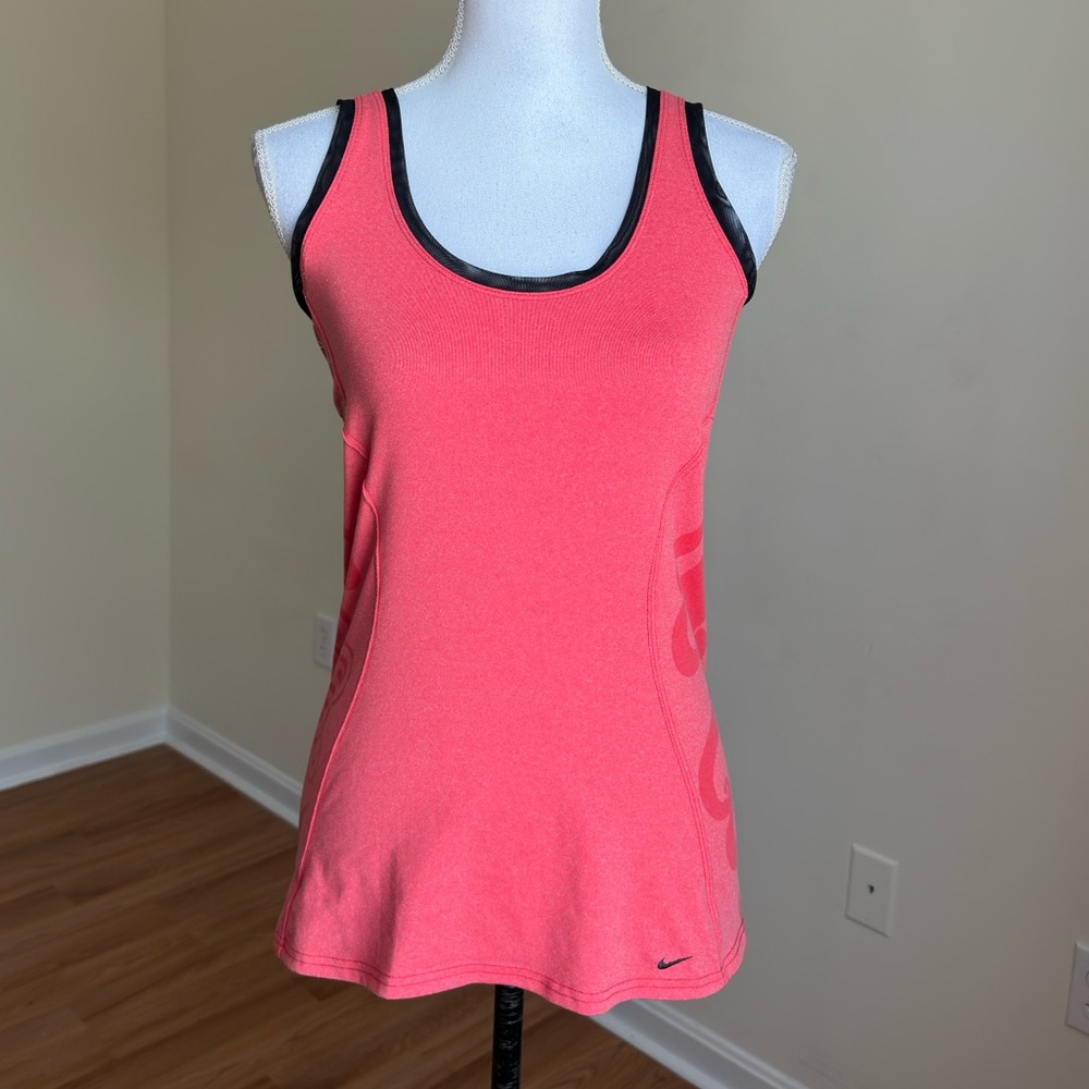 Nike || Running Tank Coral Pink Tattoo Tribal Pattern Mesh Womens Sz Small